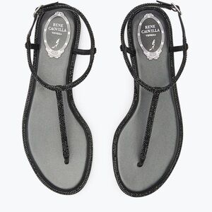 Rene Caovilla DIANA CRYSTAL BLACK SANDAL 10